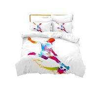 Sticker Superb Ropa de Cama para Niños Fútbol Pintado Diseño 3D Funda Nórdica Deportiva Funda de Almohada Juego de Ropa de Cama (Fútbol 5, Funda Nórdica 180x220 cm - Cama 90)