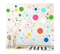 StickerDeen 500 pegatinas de pared circulares de lunares surtidos para dormitorio de niños, sala de estar, aula, sala de juegos, decoración de vinilo extraíble, calcomanías de pared de puntos (colores