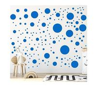StickerDeen Más de 500 calcomanías de pared circulares de lunares surtidos para dormitorio de niños, sala de estar, aula, decoración de sala de juegos, calcomanías de pared de vinilo extraíbles (azul)