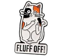 Stickeroonie FLUFF OFF Lindo gato sarcasmo Calico esmalte pin 1.2 pulgadas, Metal, Sin gemas.