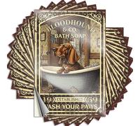 Stickers & Bloodhound Bath Soap Wash Your Paws Funny Vinyl Stick on for Class Ebike - Letreros de barra pequeños para bar en casa (12 x 18 cm, 6 unidades)