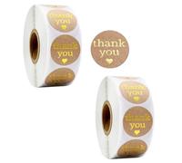 Stickers Danke Redondos en Oro, 500 uds/Rollo, 2,5 cm "thank you" - Decoración para Tarjetas Regalo & Sobres
