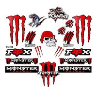 Stickers Reflectantes Monster Energy, Resistentes al Agua para Quad, Moto, Motocicletas, Cascos y Motos de Cross - Patrocinadores de la Marca, Rojo