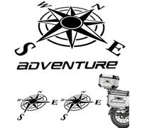 Stickers Rosa de los Vientos Adventure de 34 cm + Regalo 2 Pegatinas Rosa de los Vientos de 15 cm Maletas para Moto Enduro Trail Off Road 4x4 Moto (Negro Brillante)