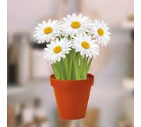 Stickers4 - Adhesivo decorativo para ventana, diseño de maceta con flores, vinilo, 5. margaritas, estándar