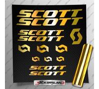 Stickersland - Kit de adhesivos compatible con cuadro MTB Mountain Bike y casco Scot | Calcomanías adhesivas para bicicleta con letras logos | Efecto espejo (cromo dorado)