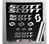 Stickersland - Kit de adhesivos compatible con cuadro MTB Mountain Bike y casco Scot | Calcomanías adhesivas para bicicleta con letras logos | Efecto espejo (cromo plateado)