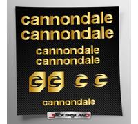 Stickersland® - Kit de adhesivos compatibles con cuadro Cannondale MTB Mountainbike y casco | Calcomanías adhesivas para bicicleta con letras y logotipos | Stickersland® (dorado brillante metalizado)