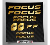 Stickersland® - Kit de adhesivos compatibles con cuadro de Focus MTB Mountain Bike y casco | Calcomanías adhesivas para bicicleta con letras y logotipos | Stickersland® (oro brillante metalizado)