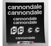 Stickersland® - Kit de adhesivos compatibles con cuadro MTB Mountain Bike y casco | Calcomanías adhesivas para bicicleta con letras y logotipos | Stickersland® - Cannondal (plata metalizada mate)