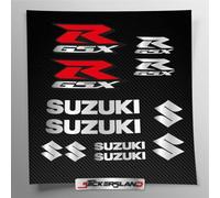 Stickersland® - Kit de adhesivos compatibles con depósito y casco de moto GSX R | Vinilo preespaciado de fácil aplicación | letras logos | Stickersland® (plata metalizada mate)