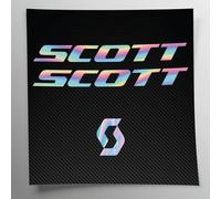 Stickersland® - Scot - Kit de adhesivos compatibles con cuadro MTB Mountain Bike y casco holográfico | Calcomanías para bicicleta con texto en inglés
