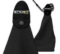 STICKIT Toalla de Golf magnética, Color Negro, Toalla de Golf de Microfibra de Nivel Superior con Bolsillos Profundos de gofre, imán de Fuerza Industrial para un Fuerte Agarre a carritos de Golf o