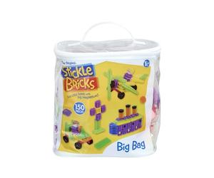 Stickle Bricks Big Bag - Bloques de construcción para niños pequeños para insertar y apilar en formas y colores coloridos, juego creativo con diversión de aprendizaje STEM, bolsa incluida, a partir de