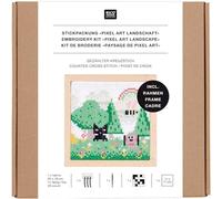 Stickpackung Gezählter Kreuzstich, Pixel Art Landschaft, medium, inkl. Dekostickrahmen quadratisch M