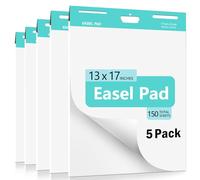 Sticky Easel Pad, 13 In x 17 In Self Stick Anchor Chart Paper, White 30 Sheet/Pad, 5 Pads Super Sticking Power Flip Chart Paper for Teachers and Office