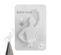 Sticky Hooks Set, Coat Hook Organizer, 3.94x6.81in Ballet Dancing Design, Utility Rack Hanger, Space Saving Solution for Bedroom, Kitchen, Bathroom, Entryway, Bag, Hat, Storage