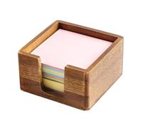 Sticky Note Holder - 9.5x9.5cm Wooden with Non-Slip Pads, Sticky Notes Dispenser Office Desk Accessories, Compact Memo Paper Storage Box for Organization and Daily Reminder Use