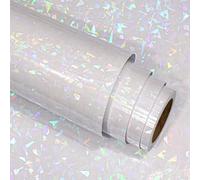 Stickyart Papel Adhesivo Holográfico Transparente 30 cm x 800 cm Lámina Holográfica Adhesiva Papel Adhesivo de Vinilo Holográfico Película Autoadhesivo Impermeable para Tazas Botellas Agendas