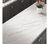 Stickyart Papel Pintado Autoadhesivo Blanco Marmol Papel Pintado 90cm x 400cm Impermeable Vinilo Adhesivo Muebles Blanco Mate Lavable Decorativo Revestimiento de Encimera Marmol para Muebles Cocina