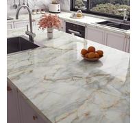 Stickyart Papel Pintado Autoadhesivo efetco Mármol Dorado Y Blanco 60cm X 400cm Papel de Pared Vinilo Encimera Cocina Vinilo Mueble Baño Removible Impermeable Pvc Pegatinas para Muebles Mesas Cocina