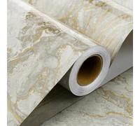 Stickyart Papel Pintado Autoadhesivo Marmol 30cmx400cm Papel Pintado Beige Dorado Vinilo Adhesivo Muebles Impermeable Rollo Vinilo Autoadhesivo Moderno Vinilos para Encimeras de Cocina para Baño