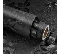 Stickyart Papel Pintado Autoadhesivo Negro Flores Impermeable 30cmX400cm Vinilo Adhesivo Muebles Floral Vintage Vinilos Para Muebles Cocina Papel Pintado Salon Comedor Rollo Vinilo Autoadhesivo