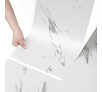 Stickyart Suelo Vinilo Autoadhesivo Rollo Blanco con Efecto Mármol Impermeable 60cmX30cm Suelo de PVC Antideslizante para Cocina Salón Baño Azulejos Adhesivos Baño Baldosas Adhesivas Pared 15Piezas