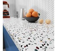 Stickyart Vinilo Adhesivo Muebles Granito Blanco 60 x 400 cm Papel Pintado Dormitorio Marmol Vinilo Encimera Cocina Film Adhesivo Para Encimeras Armarios Fácil Limpiar Cubre Paredes Desmontable