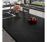 Stickyart Vinilo Adhesivo Muebles Negro Mármol 60cm x 400cm Papel Pintado Autoadhesivo Negro Vinilo Adhesivo Cocina Papel Pintado Baños Impermeable Extraíble para Armarios Mesas y Encimeras Tabla