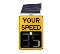 STIDEsknautic Radar de Velocidad con Panel Solar Tablero de visualización de Velocidad en Carretera,Radar de Ondas milimétricas de 24 GHz,Detección de 0 a 300m Yellow-20 * 28IN