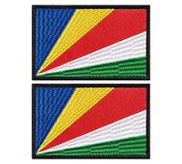 Stidsds Paquete de 2 parches de la bandera de Seychelles, parches tácticos militares bordados para ropa, sombreros, mochilas, decoraciones de orgullo