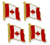 stidsds Pin de bandera de Canadá, paquete de 4, rojo, metal, aleación con superficie esmaltada, moderno, pin