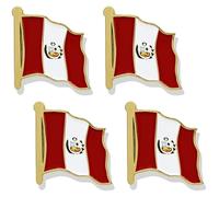 stidsds Pin de bandera de Perú - Pines de solapa con bandera peruana esmaltada para hombres y mujeres, insignia patriótica de metal para recuerdo, sombrero, mochilas, decoración (paquete de 4), Metal,