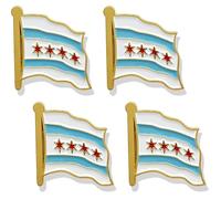 stidsds Pin de la bandera estadounidense de Chicago - Pines de solapa de la bandera de Estados Unidos de Chicago para solapa esmaltado para hombres y mujeres, insignia patriótica de metal para