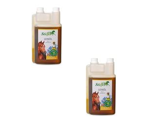Stiefel Aceite de linaza | Paquete doble | 2 x 1 litro | Alimento complementario para caballos | Puede tener un efecto positivo en la piel y el pelaje y puede contribuir a una digestión saludable