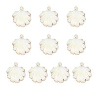 Stiesy 10 dijes de concha natural galvanizados a granel naturales con pequeñas conchas marinas blancas para hacer joyas, manualidades, pulseras, collares, aretes