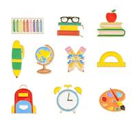 Stiesy 10 piezas de suministros de estudio, alfileres esmaltados para libros, lápices, broches, insignias escolares, divertidos broches novedosos para mochila, bolsos, ropa, sombreros, gorras