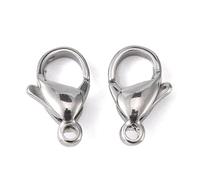 Stiesy 100 cierres grandes de mosquetón de acero inoxidable 304, resistentes al deslustre, 12 x 7 x 3,5 mm, agujero de 1,5 mm para asegurar collares, pulseras, accesorios de joyería