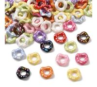 Stiesy 100 cuentas de acrílico chapado en rayos UV de colores mixtos con borde ondulado, cuentas espaciadoras de flores onduladas coloridas para pulseras, collares, llaveros, bricolaje, fabricación de