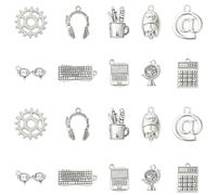 Stiesy 100 dijes tibetanos de plata envejecida para calculadora, teclado, ratón, engranaje a granel para joyas, pulseras, manualidades