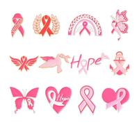 Stiesy 12 pines esmaltados para concienciación sobre el cáncer de mama, cinta rosa, esperanza, corazón, solapa, broches de metal para mujeres y hombres, joyería, mochila, ropa, regalos de decoración