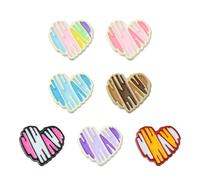 Stiesy 14 cuentas de aleación esmaltada de 7 colores con forma de corazón, patrón de rayas, espaciador a granel para hacer collares, pulseras, aretes, joyas