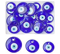 Stiesy 18 dijes de cristal contra el mal de ojo, azul oscuro, hechos a mano, colgantes de cristal de ojo redondo para hacer joyas, aretes, pulseras, manualidades, regalos de bricolaje