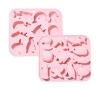 Stiesy 2 moldes de silicona reutilizables con 11 cavidades de criatura marina con forma de delfín, ballena, pingüino, fondant, pasteles, animales marinos, para bricolaje, jabón, hielo, caramelo,