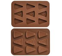Stiesy 2 piezas de moldes de silicona para pizza de 9 cavidades, moldes de silicona reutilizables con forma de triángulo 3D, moldes para fondant, pastel, queso, chocolate, para DIY, dulces, horneado
