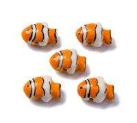 Stiesy 20 cuentas de porcelana de peces tropicales, color naranja oscuro, con forma de animal marino, cuentas sueltas para joyería náutica, regalos de pescador, suministros de manualidades oceánicas