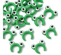 Stiesy 20 cuentas focales de silicona con orejas de rana verde para llaveros, con forma de diadema, cuentas espaciadoras para joyas temáticas de naturaleza y proyectos de bricolaje de primavera