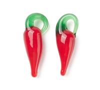 Stiesy 20 dijes de cristal de pimiento picante de abundancia hechos a mano con chile rojo, colgantes 3D de alimentos vegetales a granel para hacer joyas, pulseras, collares, manualidades, aretes,