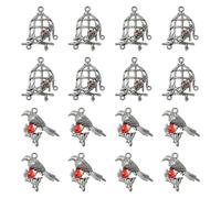 Stiesy 20 dijes góticos de cuervo de jaula de pájaros, estilo punk, kits de accesorios de bricolaje con colgantes de eslabones para hacer joyas, pulseras, collares, llaveros, suministros de